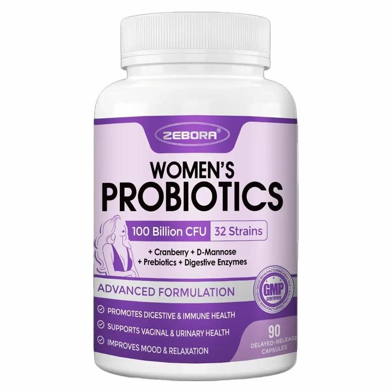 ZEBORA Probiotics for Women, 100 Billion CFUs Probiotic with Digestive ...