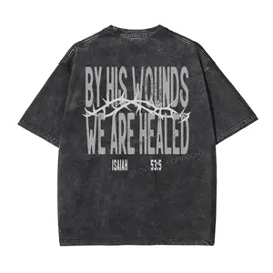 By His Wounds We Are Healed Christian Unisex Washed T-Shirt – Faith-Inspired Style