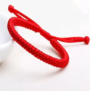 Retro Style Knot Decor Adjustable 2 String Bracelet Simple Handmade Lucky Matching Bracelet for Men & Women Fashion Jewelry Accessories for Daily Wear Red Color