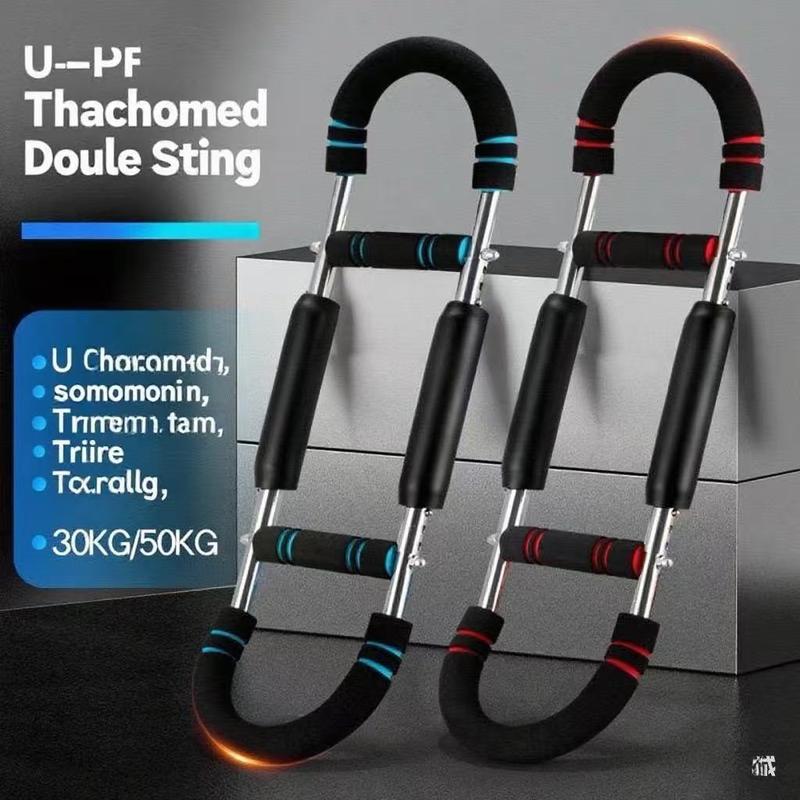 PowerTwist Arm Trainer Stainless Steel Forearm Strengthener Portable U-Shaped Chest Expander Adjustable Resistance for Home Gym Workout Golden Spring Arm Trainer pin