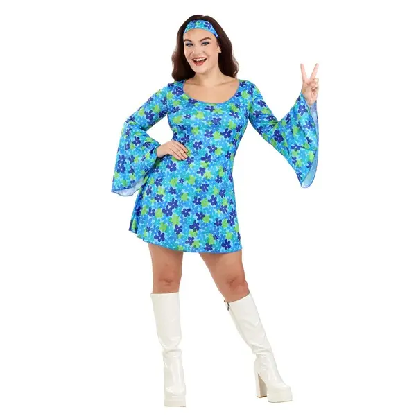 Women's Wild Flower 70s Disco Dress Costume Women's Wild Flower 70s Disco Dress Costume
