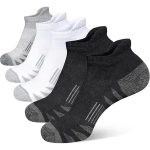 Men's Athletic Cushioned Cotton Socks Anti-blister Wicking Breathable Running Ankle Socks 5 Pairs
