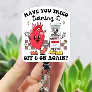 Adenosine Badge, Xray Girl Creations, Funny Badge reel for nurses, xray techs and hospital workers. Retractable swivel clip with a 360 rotation. Great gift for coworker. Cute Badge for Work. Badge clip, Badge pull