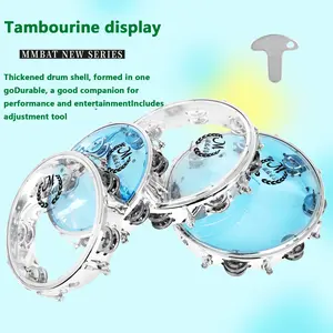 Meibaitai Dual-Color Tambourine 8/10 Inch, Percussion Instrument for Music Education & Performance, Durable Design for Kids & Adults