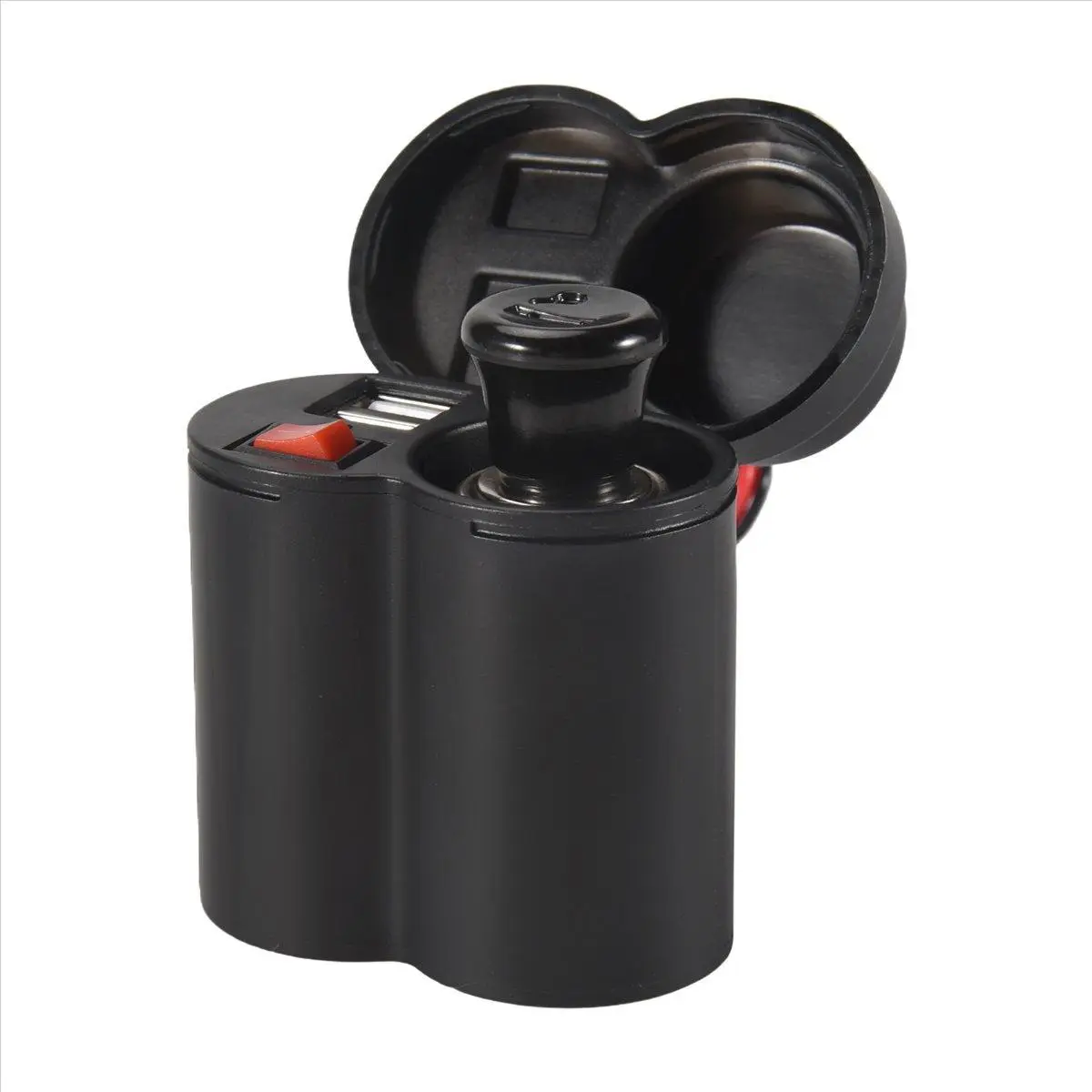 12V Plastic Motorcycle Cigar Lighter Socket with Dual USB Ports - Waterproof Phone Charging Accessory, Festive Party Bag Gift Item