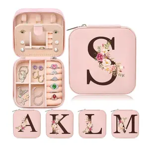 CHRISTMAS GIFT Mother’s Day Gifts for Mom from Daughter or Son – Personalized Travel Jewelry Case Organizer – Unique Gift for Women, Wife, Mom, Aunt – Bridal Shower, Bridesmaid Proposal Present – Initial "S Boxes