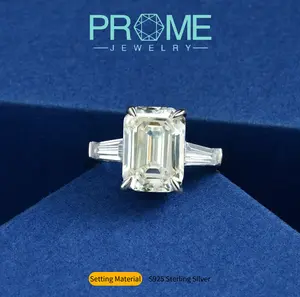 (SR177)S925 Sterling Silver Rectangle Rings 4CT 5A Cubic Zirconia Hand-Set Hypoallergenic & Elegant Perfect Gift Gift for Women Everyday Elegance