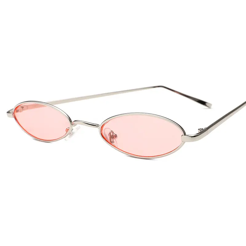 silver frame with light pink lenses