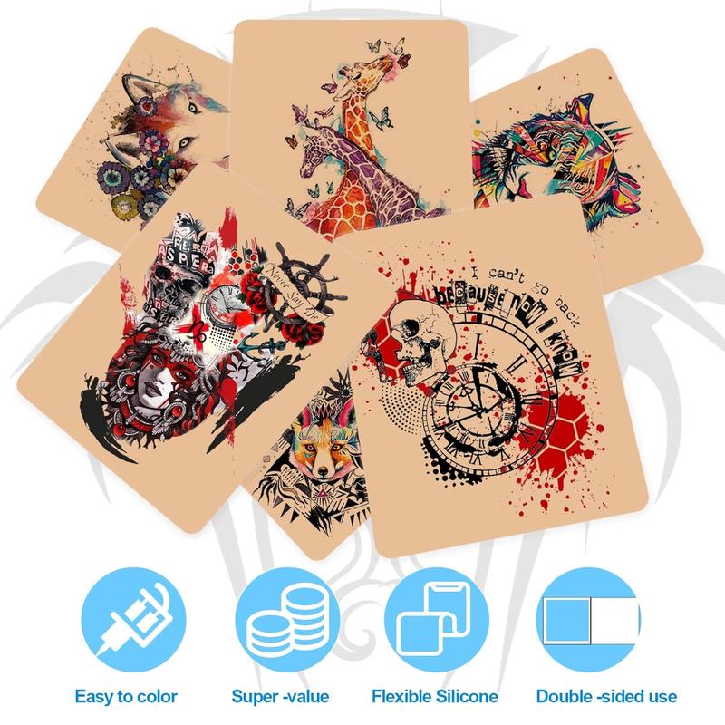 10Pcs Tattoo Practice Skin with 50Pcs Transfer Paper, Tattoo Fake Skin and Tattoo Stencil Paper Kit Including Double Sided Skin and Tattoo Tracing Paper for Tattoo Practice Tattoo Kit Supplies - Home Improvement.