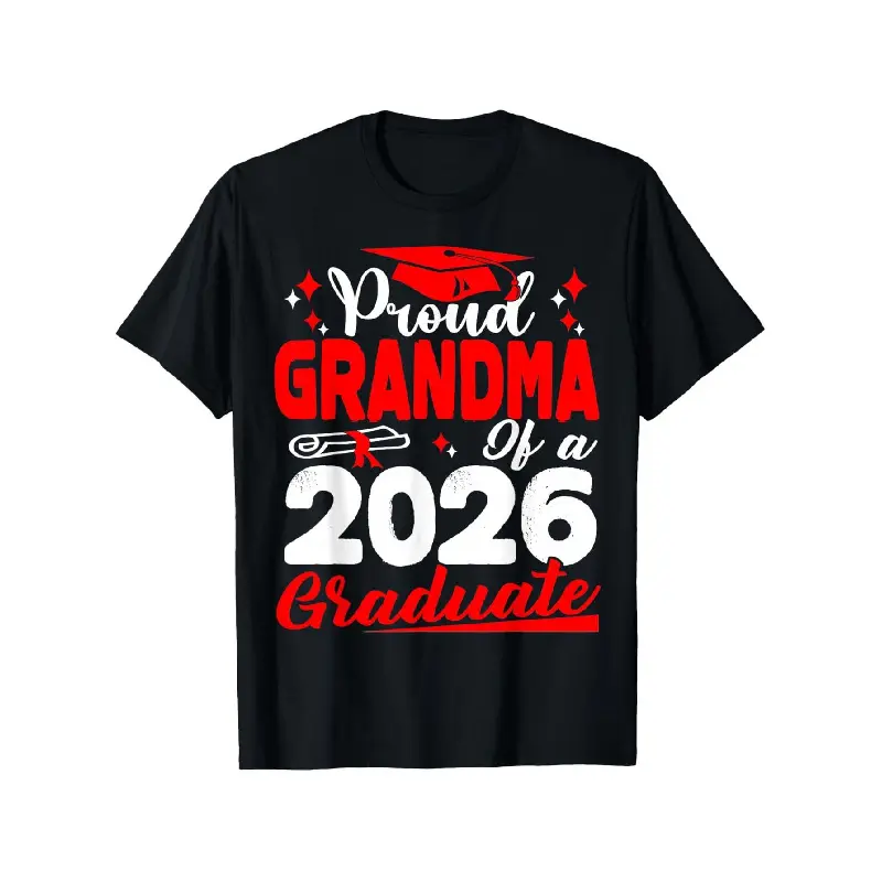 Men's 2026 Graduation-Themed Vintage Graphic T-Shirt, Short-Sleeve Round Neck Casual Top, Print Design, Great Gift for Grandma
