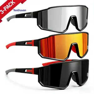 3-Pack Fashion Outdoor Athletic Cycling Sunglasses for Men Women - Polarized UV400 Sports Glasses for Running, Driving, Road Bicycle & Outdoor Activities Ebike