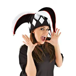 Court Jester Plush Black & White Hat