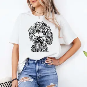 Labradoodle Dog Mom T-Shirt - Cute Doodle Dog Graphic Tee, Fluffy Puppy Shirt for Pet Lovers, Goldendoodle Gifts, Minimalist Pet Apparel