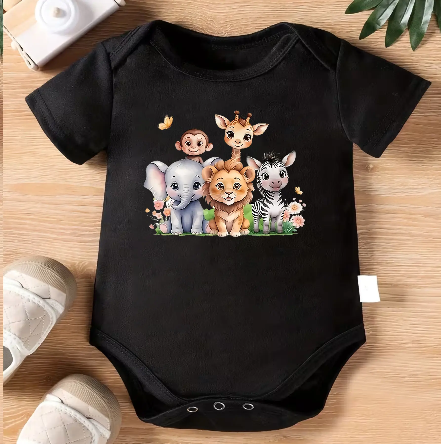 Cute Safari Animals Baby Bodysuit, Jungle Friends Baby Onesie, Elephant Lion Zebra Giraffe Infant Romper, Gender Neutral Newborn Outfit, Baby Shower Gift, Animal Lover Baby Clothes