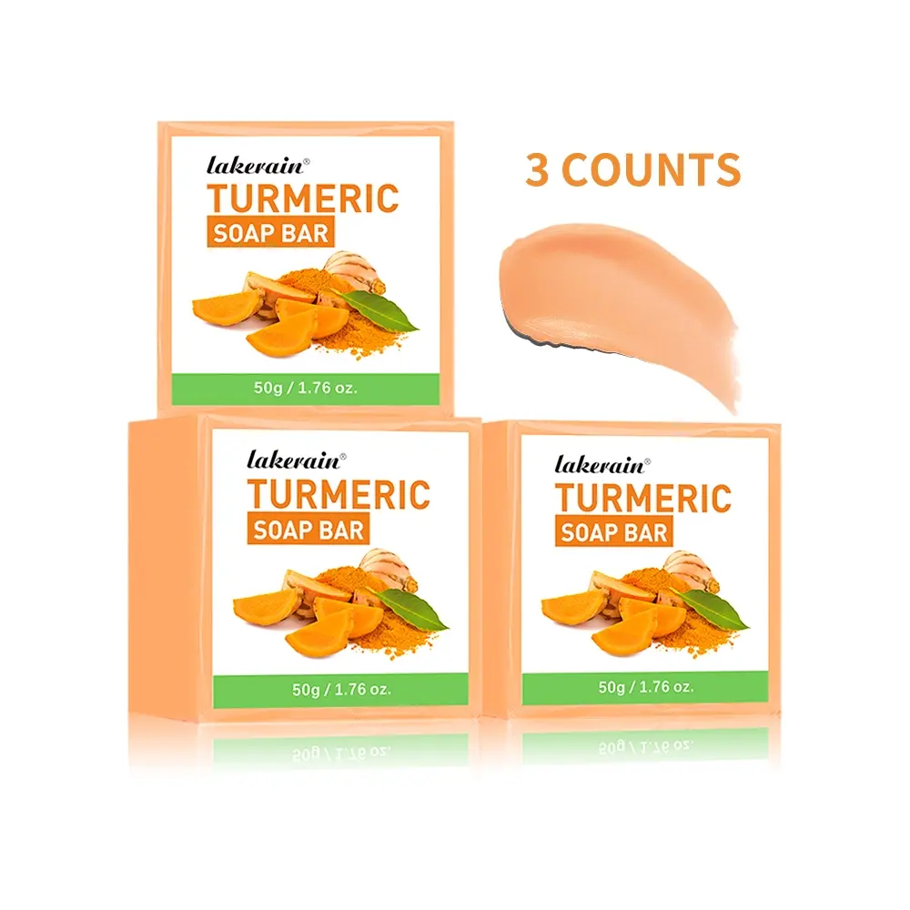 3 Counts Turmeric Cleansing Soap - Gentle Nourishing Deep Facial Cleanser Soap for Oily & Acne-Prone Skin, Purifies Pores & Balances Oil, pH-Balanced Formula, Non-Drying Natural Skincare Acne Control Cleanser
