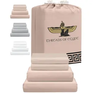 THREADS OF EGYPT 100% Egyptian Cotton Sheets | 400 Thread Count | CEA Gold Seal Certified | Ultra Soft | Cooling for Hot Sleepers | 18" Deep Pocket | Parent