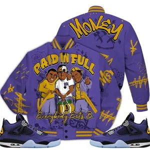 Retro 4 Lakeshow Varsity Jacket, Lakeshow 4s Outfits, Money Paid In Full B Drip Unisex T-Shirts To Match Sneakers, Streetwear Style Urban