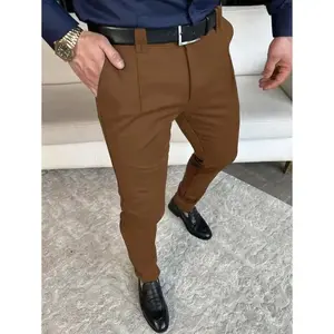 Manfinity Mode Men Slant Pocket Suit Pants Without Belt, Men Slim Fit Dress Pants, Men's Dress Trousers, Men's High Waisted Dress Pants