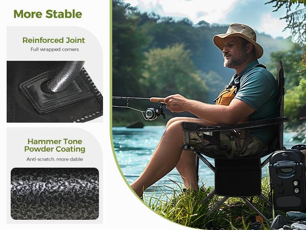 【Phivilla Home】Oversized Camping Chair , 450LB Capacity with Cooler Bag,Heavy Duty Folding Outdoor Chair for Camping, Backyard & Tailgating 【Phivilla Home】Oversized Camping Chair , 450LB Capacity with Cooler Bag,Heavy Duty Folding Outdoor Chair for Camping, Backyard & Tailgating