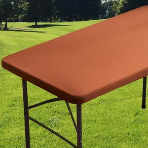 Rectangle Spandex 4 FT Fitted Tablecloth, Elastic Folding Picnic Table Cloth, Stretchy Patio Table Cover, Wipeable Tablecloths for Camping Outdoor Party Banquet 24X48 Inches Coffee