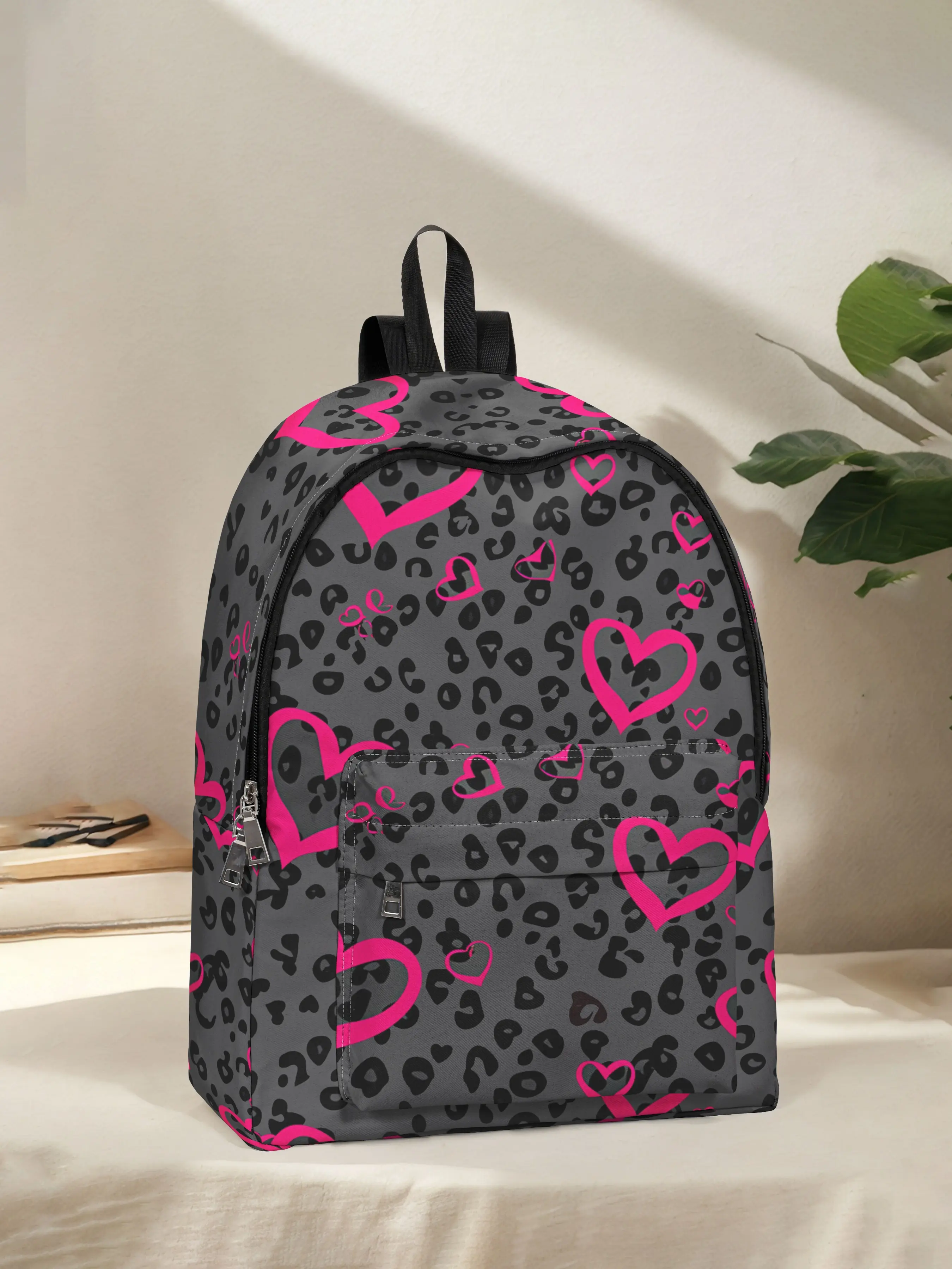 Heart Pattern Printed Backpack, Playful Pattern, Fun and Fashionable Design for Casual Daily Use, Spacious Storage, Ample Storage for School and Travel, School Backpacks, Traveler Essentials Backpack, Backpack Bags