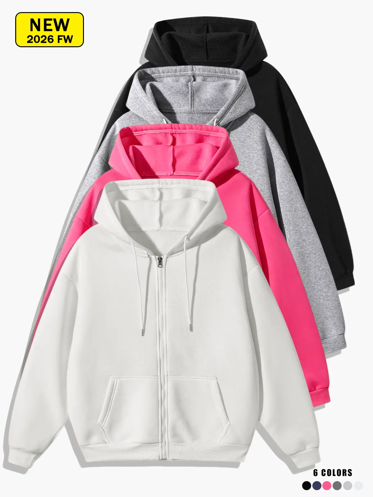Men’s sweatshirt, 2026 new autumn/winter model, long-sleeve hooded knit sweatshirt, loose and comfortable, simple and versatile