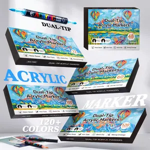 Double-Headed Painting Color Pen Set, Acrylic Markers for Students, Art Supplies for Rocks, Canvas, Glass, Ceramic, Wood, Sketching