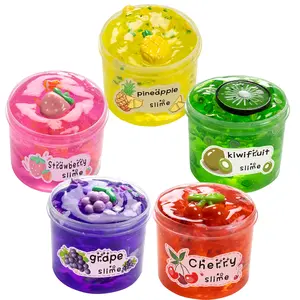 2.37oz Crisp Transparent Slime Set, Cherry Peach Pineapple Flavors, Non-Sticky Soft Gel Clay, Party Christmas Birthday Gift, Stress Relief Toy, Slime Kit