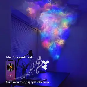 K-Big Cloud Light - Multicolor 3D Thundercloud LED Lighting with Colorful Atmosphere, DIY Creative Night Light for Bedroom, Gaming Room, Indoor, 16Ft with More Led Beads- 62