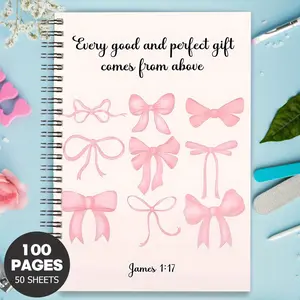 Bow Pattern Spiral Notebook, 1 Count Exquisite Print Pattern Notebook, Spiral Bound Planner, Personal Planning and Life Record Book, Suitable for Gifting to Friends, Family, Loved Ones