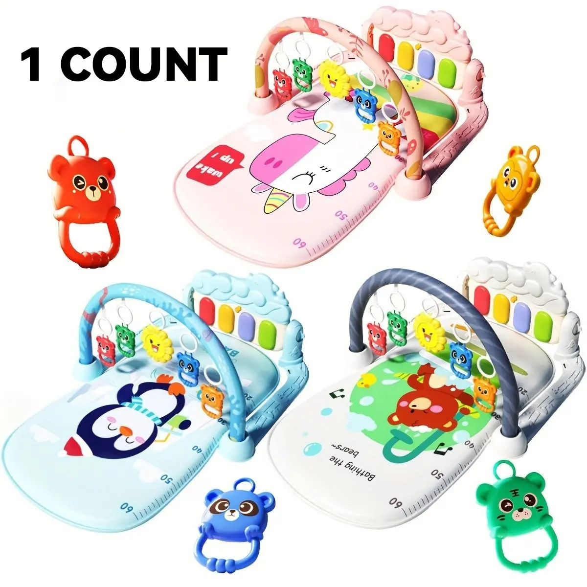 Baby Gyms Play Mats, Musical Activity Center Baby Piano Gym Mat Tummy Time Padded Mat for Newborn Toddler Infants, Christmas/Birthday/Halloween Gift, Random Accessories Color, Nursery Development Mat, Play Mat for Babies