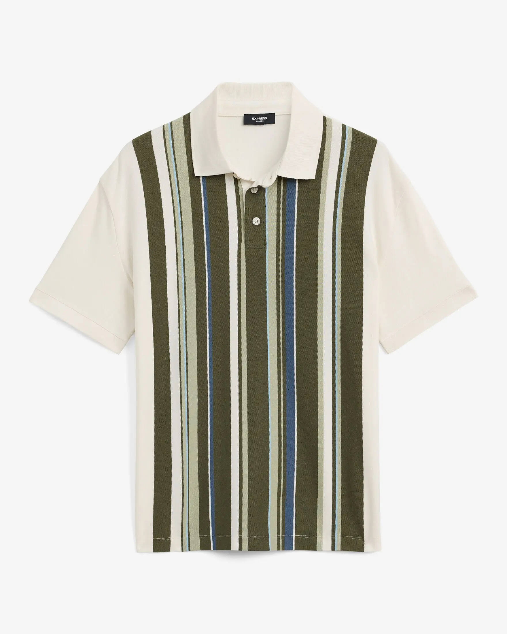 Express Classic Fit Striped Short Sleeve Luxe Pique Polo