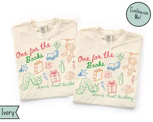 One for the Books Birthday Matching Family Shirts, Boys First Birthday, Girls First Birthday Party, Mom Dad Chapter One Reading Themed BDay