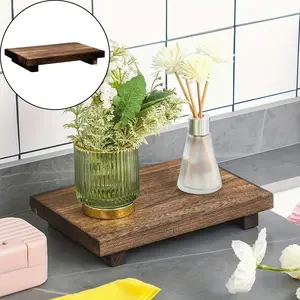 Wooden Pedestal Riser Stand, Decorative Small Wooden Tray, Bathroom Counter Kitchen Sink Organizer, Vintage Display Holder, Christmas Gift
