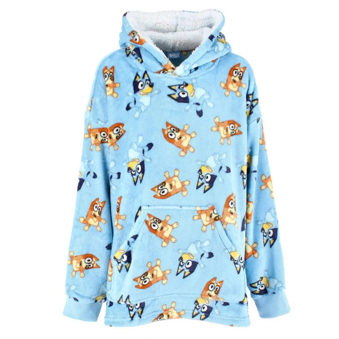 Textiel Trade Kid's Bluey and Bingo Plush Hoodie Blanket, Sweatshirts, Cartoon, Cozy, Fluffy, Soft Textiel Trade Kid's Bluey and Bingo Plush Hoodie Blanket, Sweatshirts, Cartoon, Cozy, Fluffy, Soft