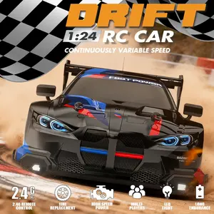 Remote Control Drift Car 2.4Ghz 1:24 Scale 4WD 30KM/H High Speed Model Vehicle with LED Lights Drifting Tire Racing Sport Toy Car for Boys Girls Kids Birthday & Christmas Gifts