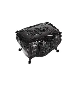 Albino Beauty Box A – Luxurious Black Resin Makeup Storage Box with Mirror | Ideal Vanity Decor for Organizing Jewelry & Beauty Tools