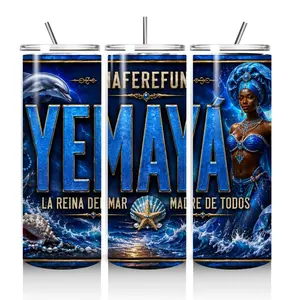Custom Yemayá 20oz Skinny Tumbler, Personalized Insulated Travel Tumbler for Daily Use