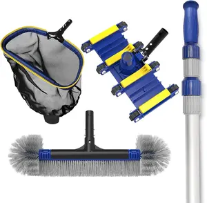 POOLWHALE 15 FT Telescopic Pool Pole & Deluxe Pool Cleaning Kit Bundle