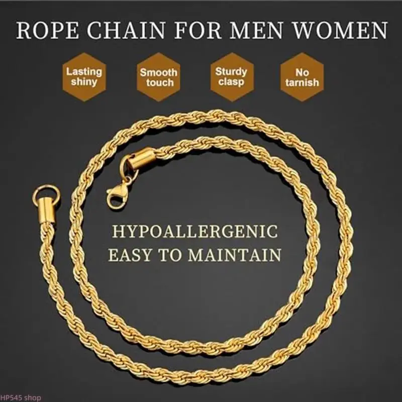 18K Gold Plated Stainless Steel Chain Necklace For Men & Women, Available In 2mm And 3mm Width Options, Classic Smooth Link Daily Wear Jewelry For Casual Outfit Matching homedecor