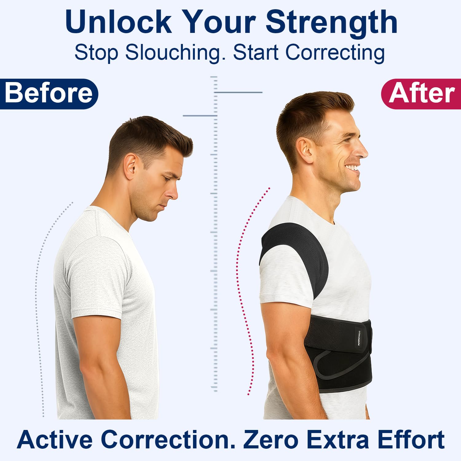 LibertyMove Full Back Posture Corrector for Men & Women, 3.1" Wide Strap Back Brace for Upper & Lower Back Support, Recovery & Pain Relief, Adjustable Spinal Support for Hunchback