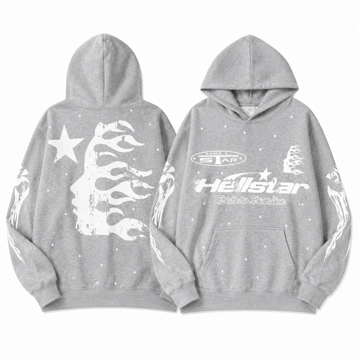 Hell-Star Flame Graphic Oversized Hoodie – Unisex Loose-Fit Long Sleeve Pullover, Warm Lightweight Breathable Casual Streetwear Sweatshirt for Men & Women
