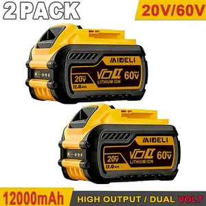 2-PACK 12000mAh DCB612 Lithium-Ion 20V/60V Max Replacement for Dewalt 60v Battery DCB606 DCB612 DCB609 Battery Compatible with Dewalt FEXLVOLT 20V/60V Power Tools