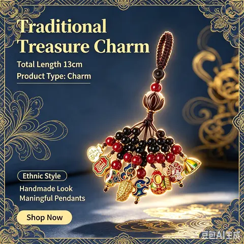 10 Ethnic Style Oriental Blessing Handmade Cultural Charm - Fashion Costume Jewelry Decorative Keyring, Keychain Bag Charm, Bag Accessory for Car & Gift