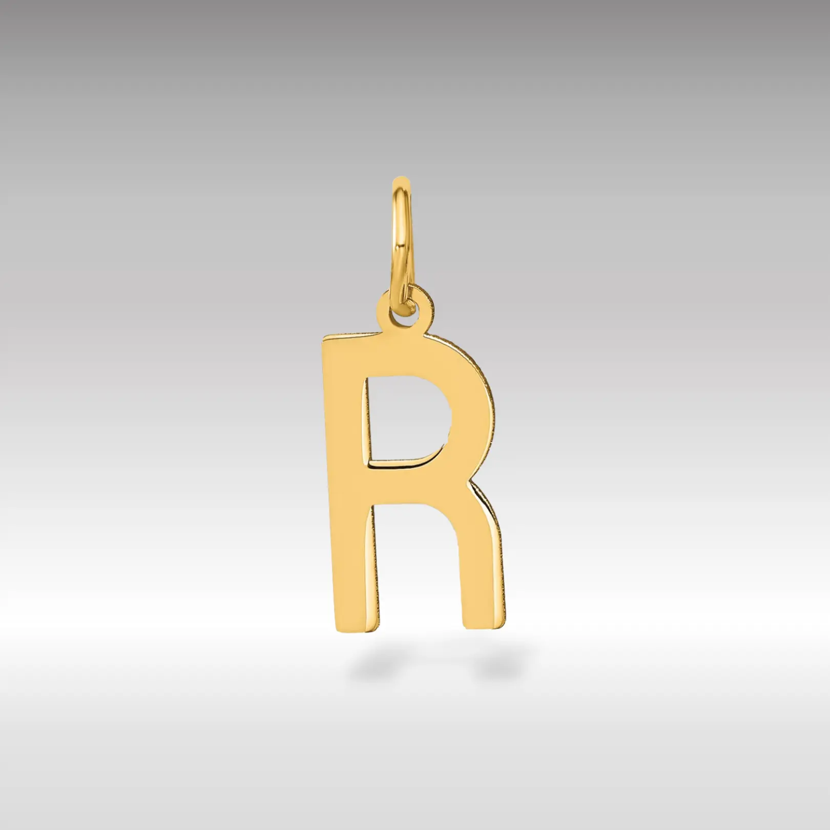 14K Gold Modern Letter "R" Initial Pendant - Model XNA1336Y
