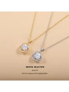 Shining Pearl Pure Copper Japanese and Korean Style Zircon Camellia New Necklace Accessory Women's Fashion Collarbone Chain Zircon Jewelry