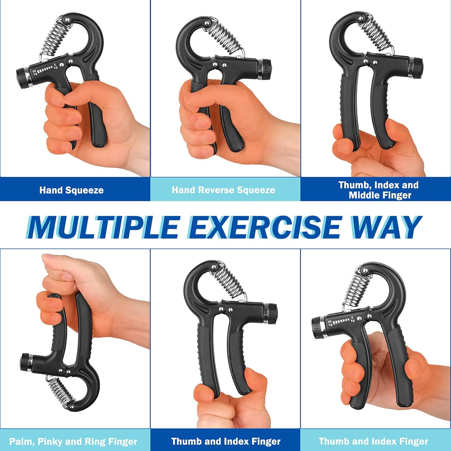 Grip Strength Trainer, Hand Grip Exerciser Strengthener with Adjustable Resistance 11-132 Lbs (5-60kg), Forearm Strengthener, Hand Exerciser 1 PACK