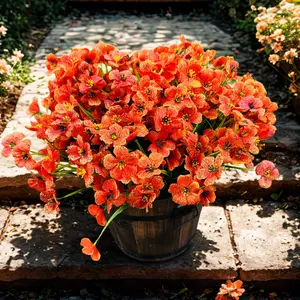 12 Bundles, UV Resistant Artificial Flowers for Outdoor, Garden & Front Yard Decoration - Faux Silk Daisies, Fake Plants Ideal for Porch, Patio, Indoor and Home Decor (Orange)