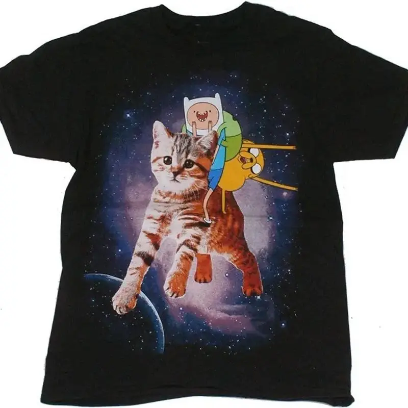 Adventure Time Inspired Men's T-Shirt - Finn & Jake in Space Design - Vintage Graphic Tee – Unisex S-3XL – Menswear & Womenswear – Streetwear Tops – Casual Cotton Crewneck Shortsleeve T-shirt - Trending TikTok