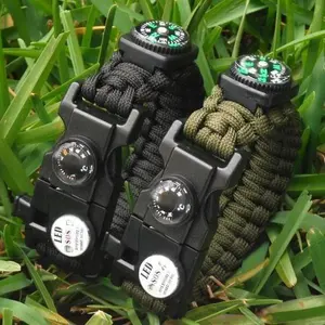 Galaxy 21 Survival Bracelet - Waterproof Emergency Outdoor Sports Wristband Kit with SOS LED Light, Thermometer, Rescue Whistle & Fire Starter